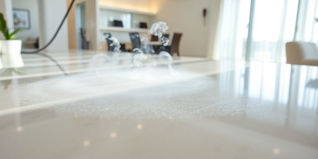 معدات تنظيف بالبخار في جدة تُظهر سطحًا نظيفًا.