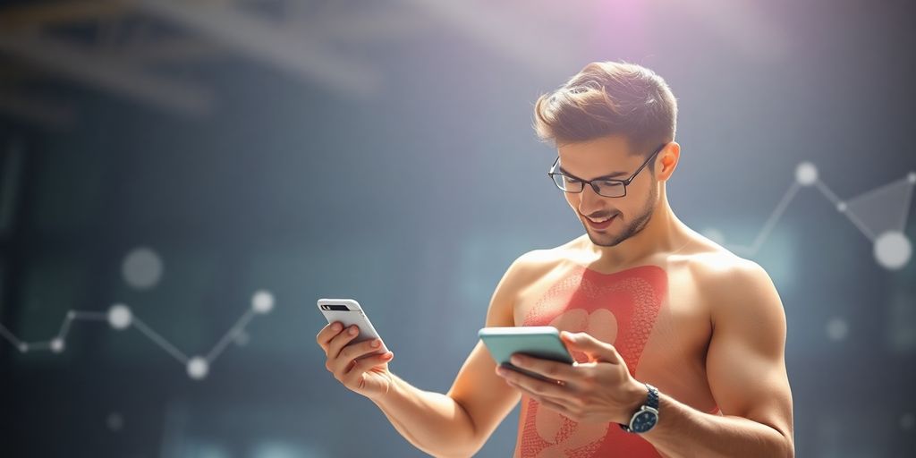 Fit person achieving business growth with online tools.