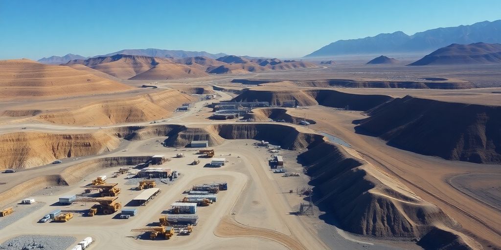 Vue aérienne d'un site minier de Barrick Gold.