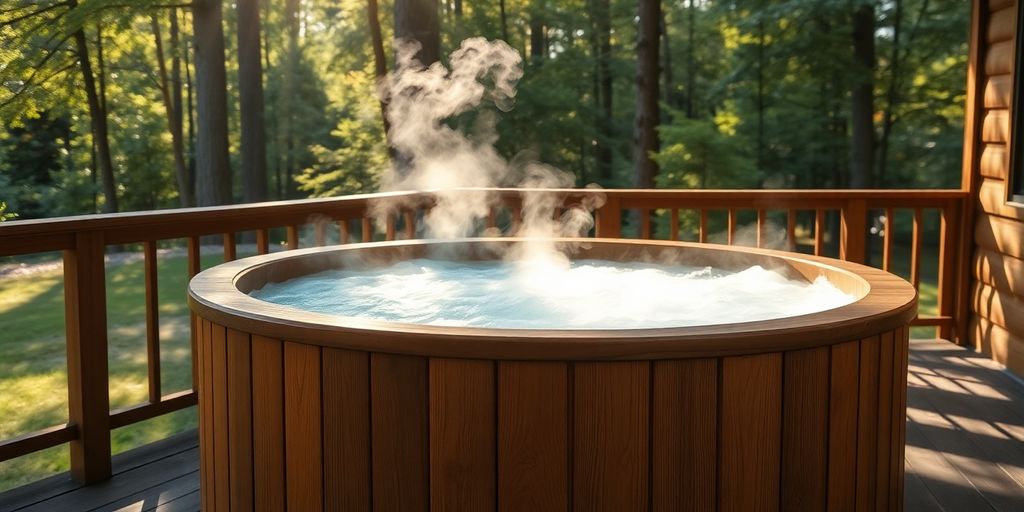 cedar hot tub on a deck