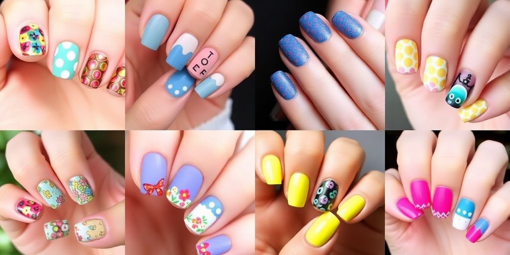 Colorful summer nail art designs with modern French variations.