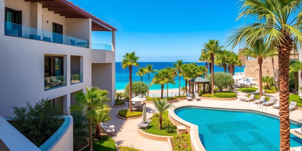 Modern architecture of Hotel El Ganzo, Cabo San Lucas.