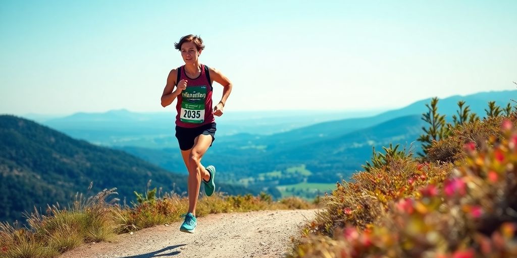 Runner training on a scenic trail for a half marathon.