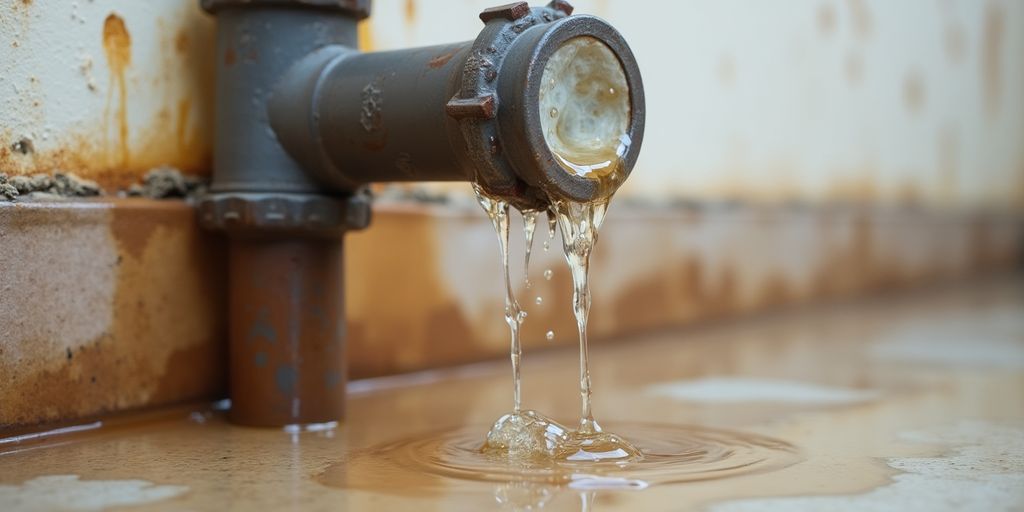Water dripping from a damaged pipe inside a home.
