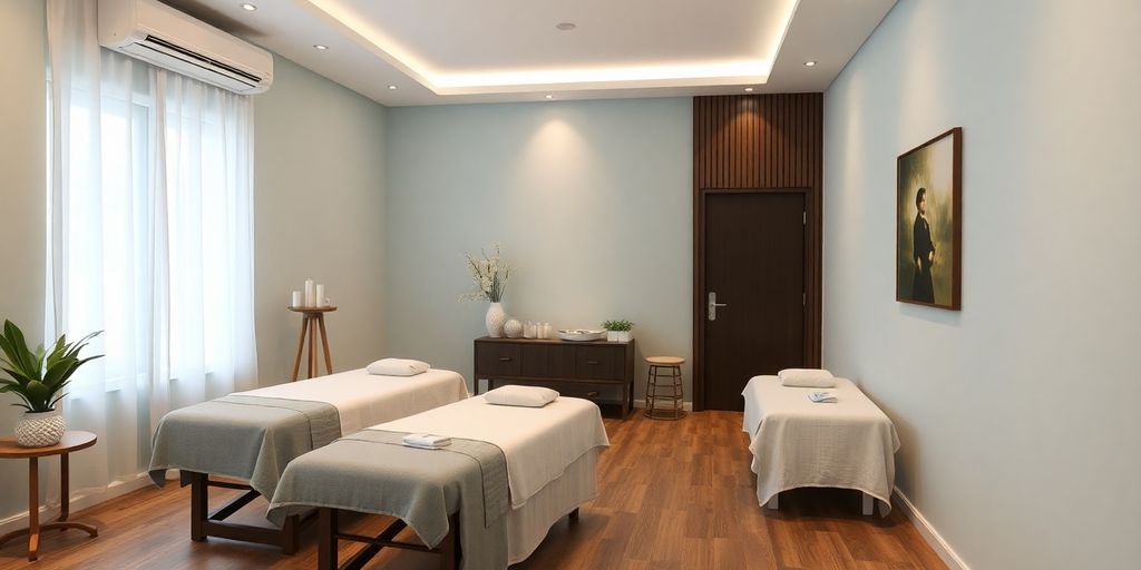 Ümraniye'de huzurlu bir masaj salonu iç mekanı.