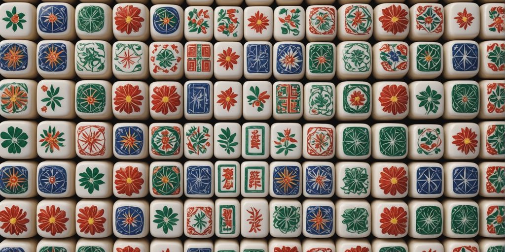 Colorful American Mahjong tiles with intricate designs