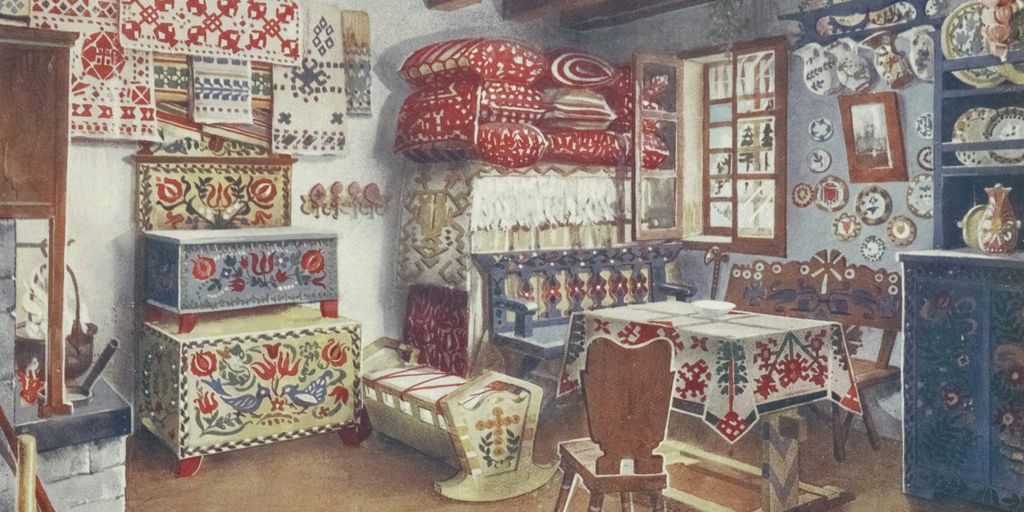 traditional lyonnaise bouchon interior with checkered tablecloths and copper pots