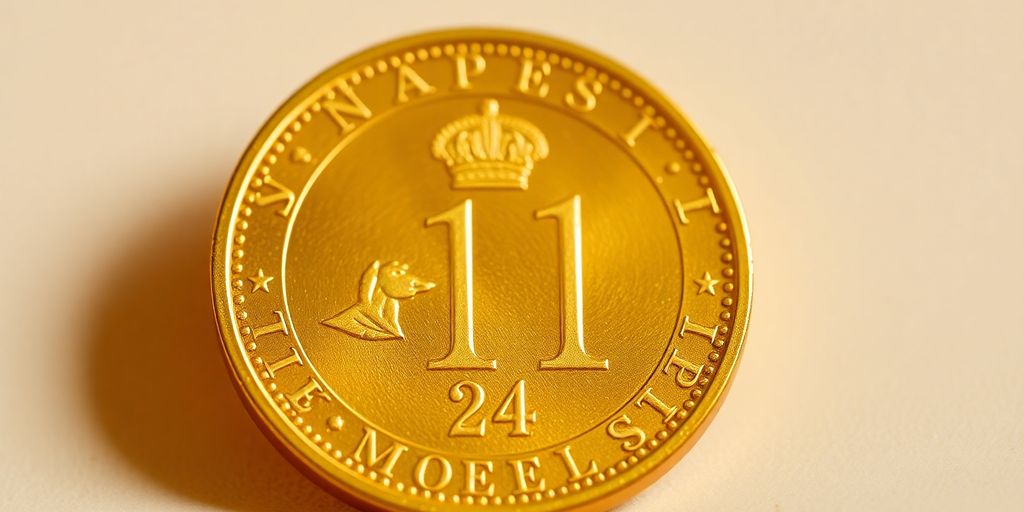 Une pièce de Napoléon en or brillante.