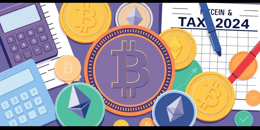 Illustrative image of cryptocurrencies and tax items.