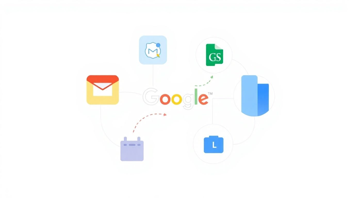 Moderne illustrasjon av Google-tjenester og integrasjon.