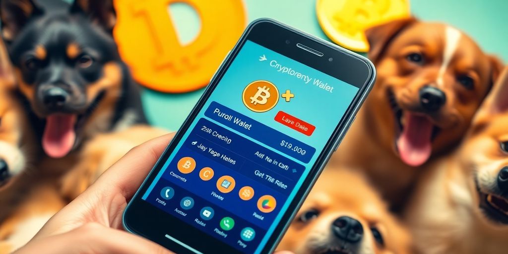 5 Legit Ways to Get Free Dogecoin in 2025! 3 Smartphone with cryptocurrency app and playful dogs around it.