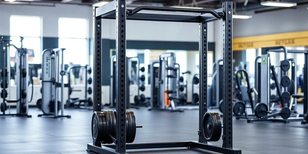 Titan Fitness T-2 Series Power Rack in a gym.