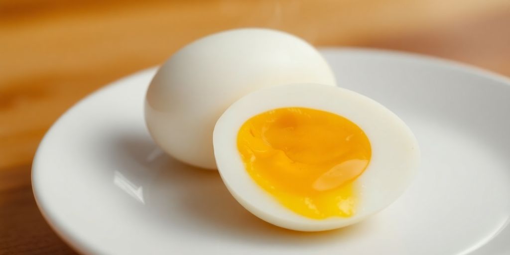 Ovo cozido cortado com gema amarela vibrante.