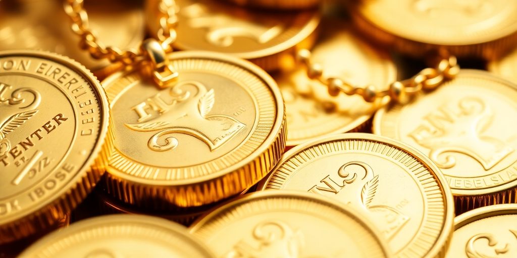 Pièces d'or et bijoux brillants.