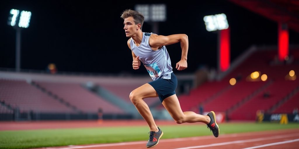 Runner on track, training for Yasso 800s workout.