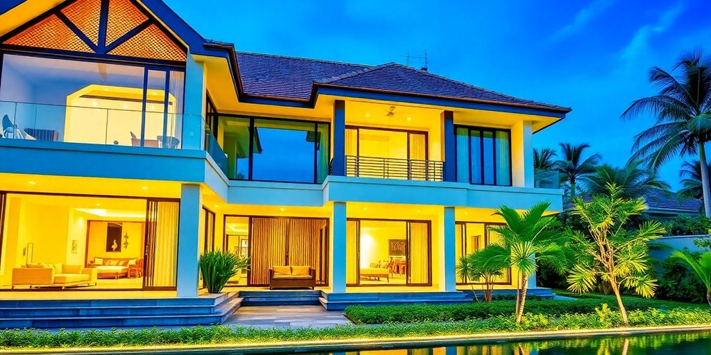 Thai villa with a company structure visualized.