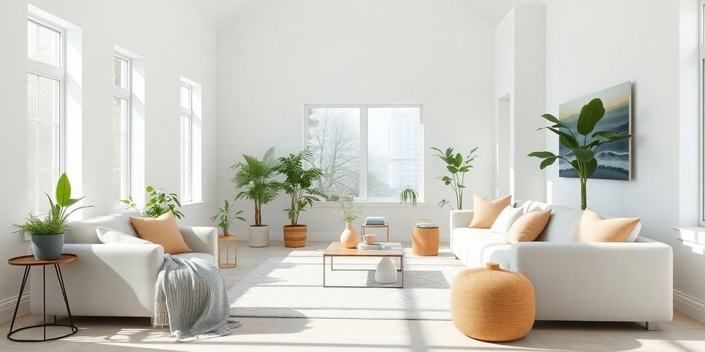 Cozy minimalist living room with natural light.