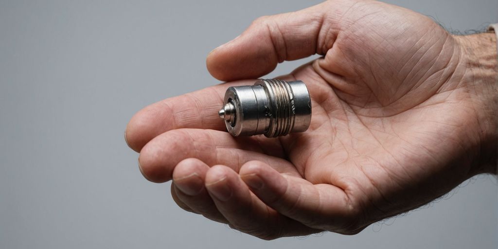 Man holding hormonal implant close-up