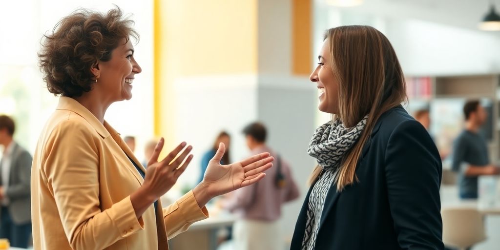 Customer talking with a friendly person.