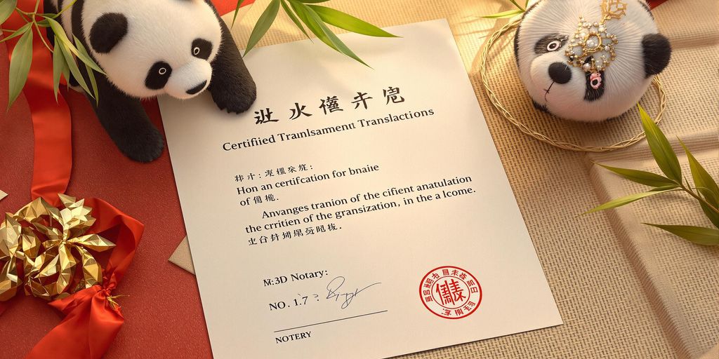 Çince noter onaylı tercüme belgesi ve mühür.