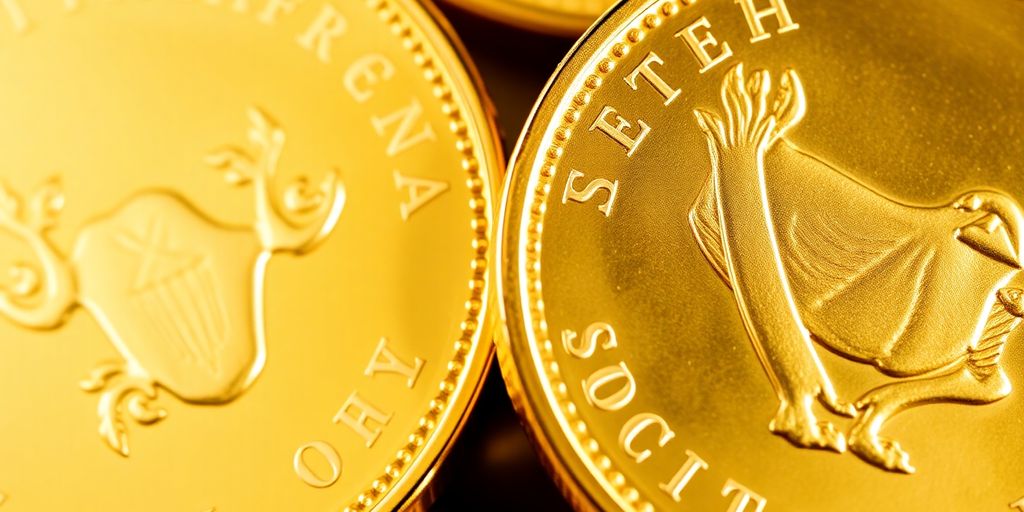 Deux pièces Krugerrand, une neuve et une d'occasion.