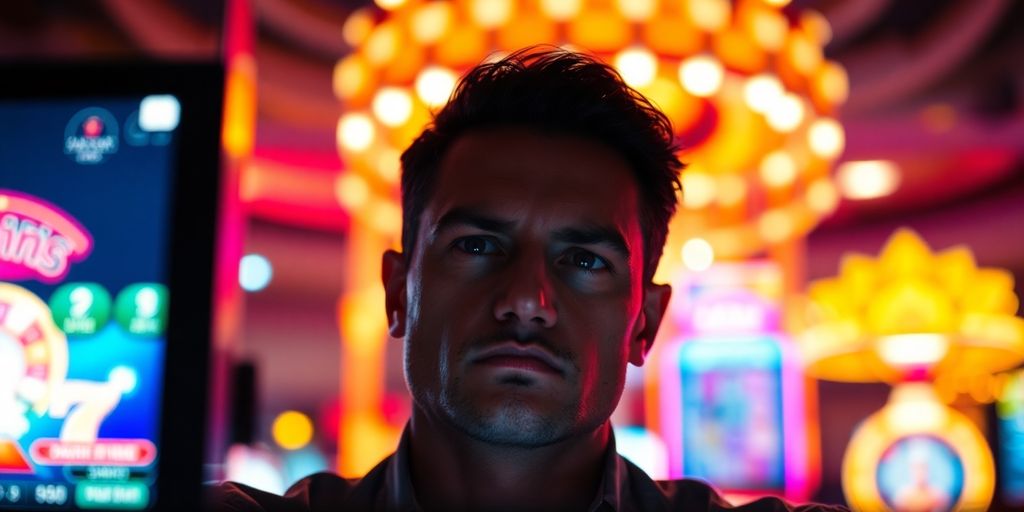 Calm gambler overcoming intense casino emotions.