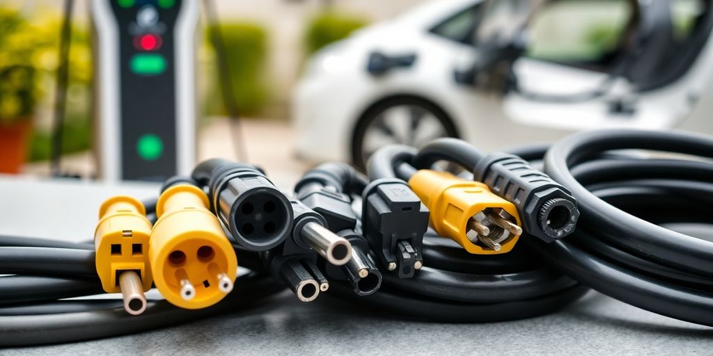 Different gauge extension cords for electric vehicle charging.