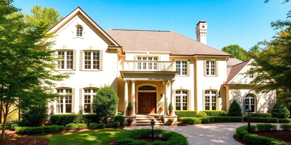Beautiful custom home exterior in Druid Hills.