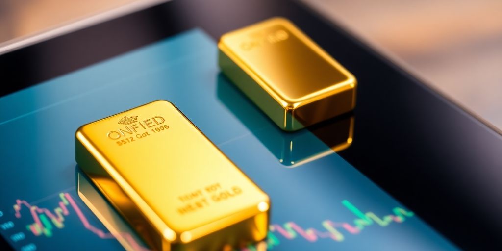Lingot d'or sur un appareil numérique.