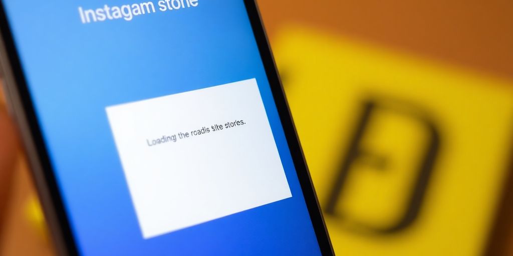 Smartphone com interface do Instagram e erro de carregamento.
