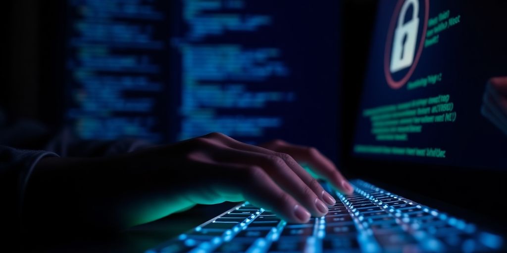 Cybersecurity professional working on secure network.