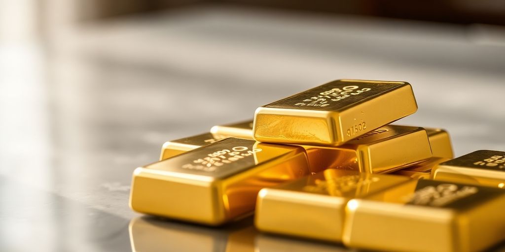 Barres d'or sur une surface élégante.
