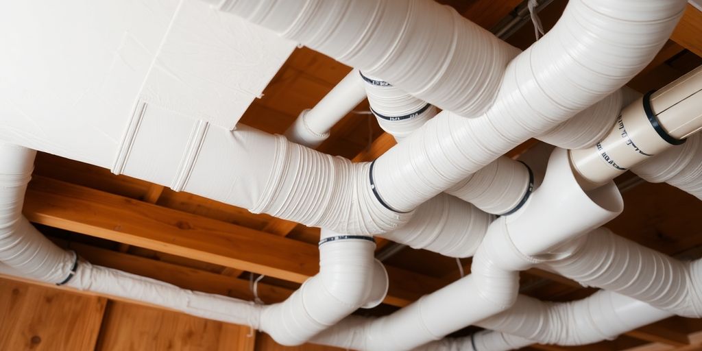 Conduits de VMC double flux dans un logement.