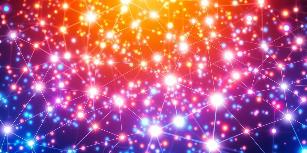 A luminous network connecting diverse objects and people.