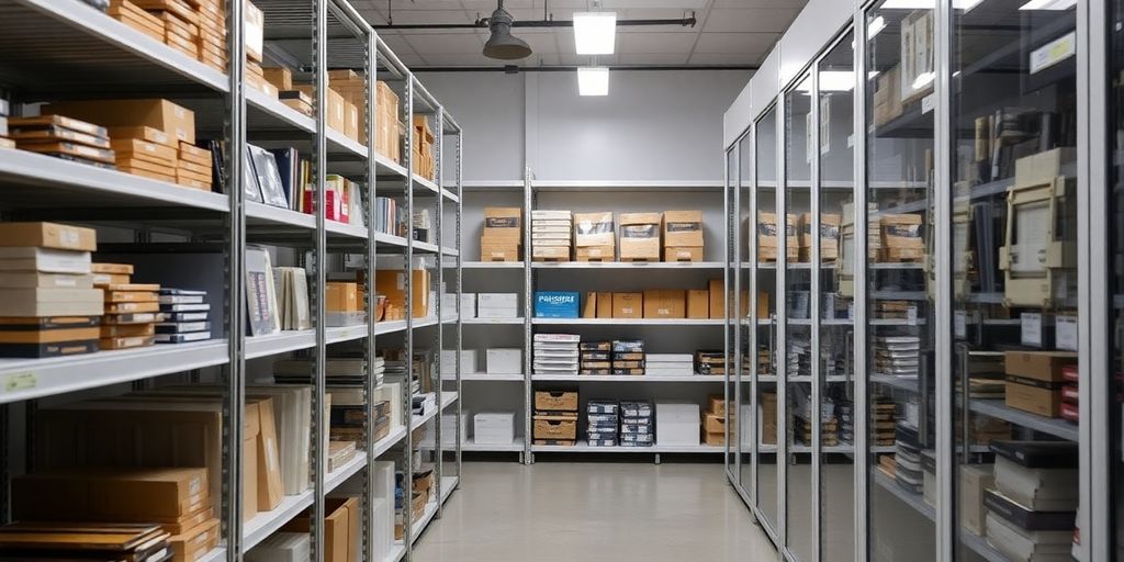 Éléments stockés en toute sécurité dans un entrepôt.