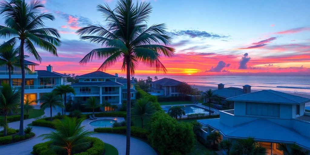 Luxury homes in Surfside, FL with ocean views.