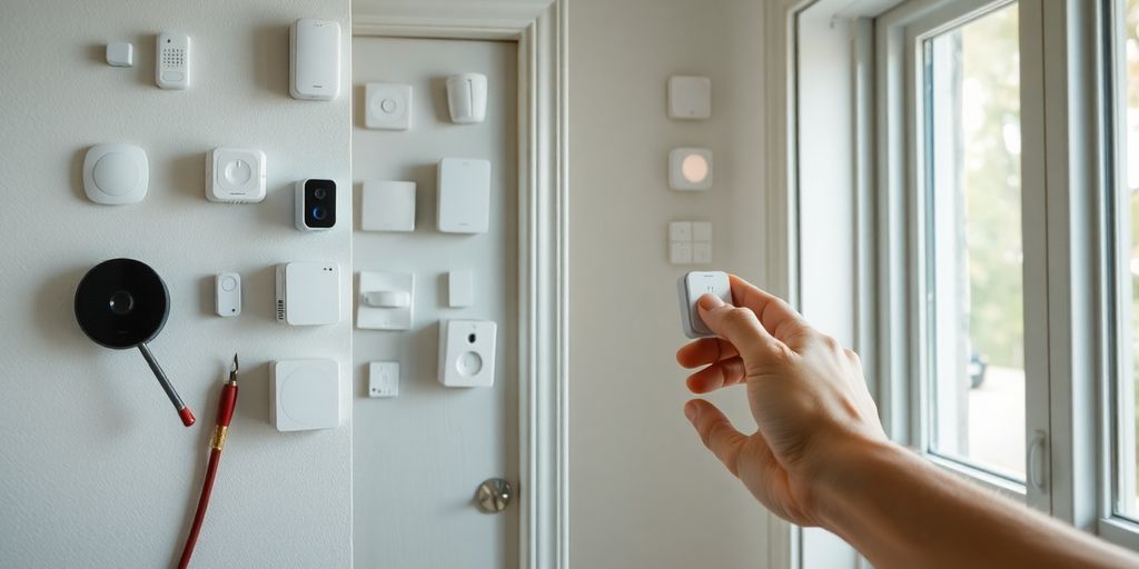 Home sensors being installed on walls and doors.