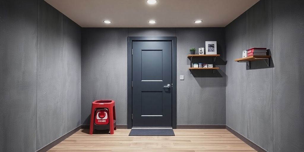 Modern protected space with reinforced walls and safety door