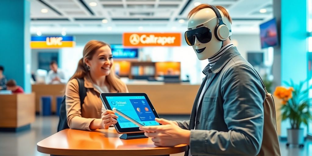 AI asistent u turističkoj agenciji s klijentom.