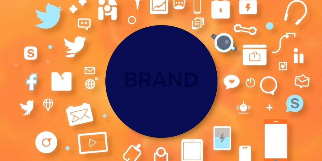 Evolving brand logo with digital elements and vibrant background.
