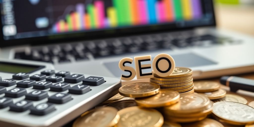 Calculatrice et pièces, investissement dans le SEO.