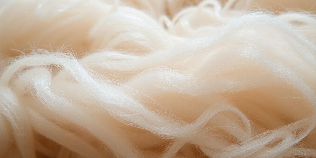 Close-up of lustrous mohair fibers.