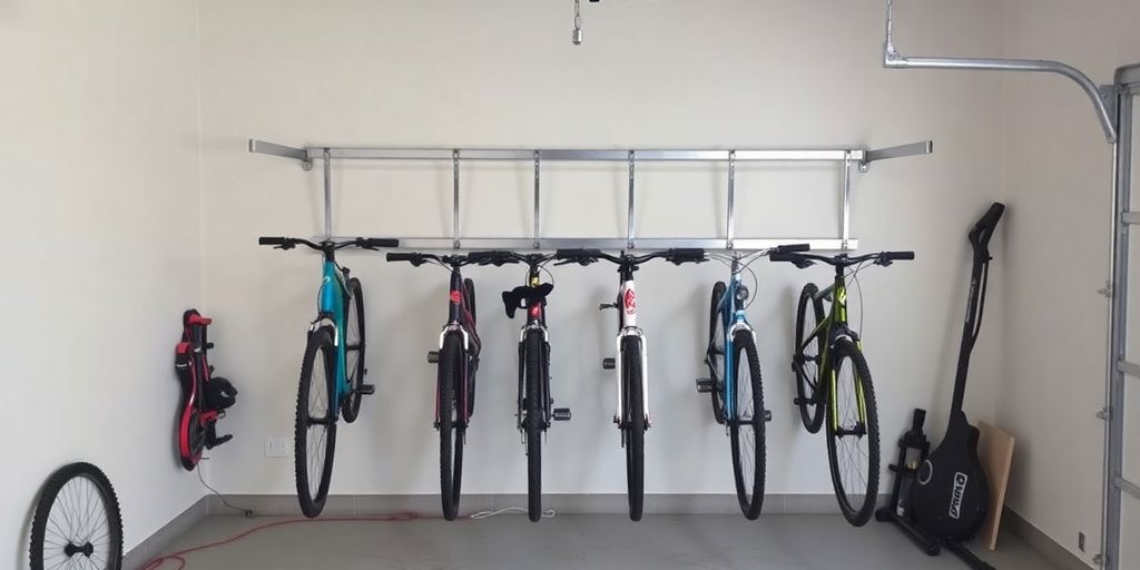 Monkey Bars 01006 storing six bikes in a garage.