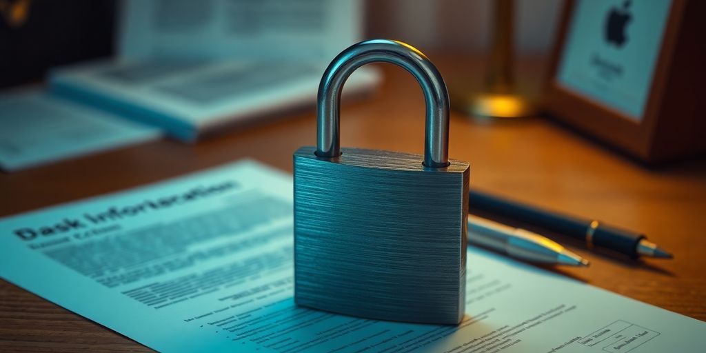 Lock and documents on desk, symbolising identity protection.