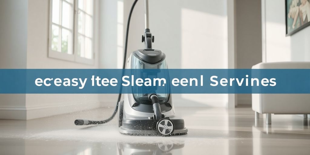 آلة تنظيف بالبخار في غرفة نظيفة ومشرقة.