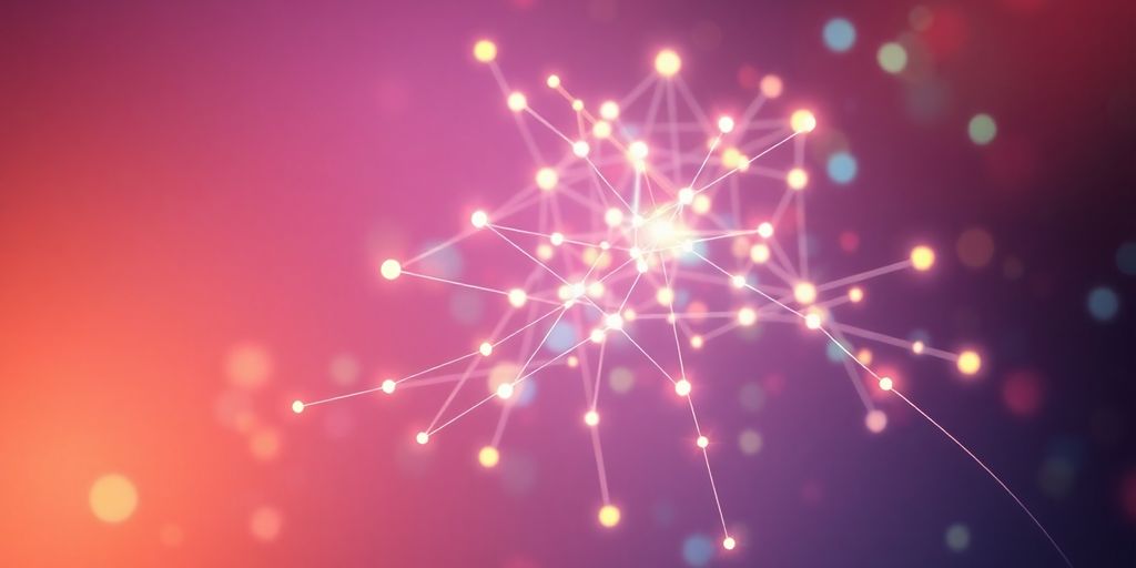 Person building social presence with abstract connections.