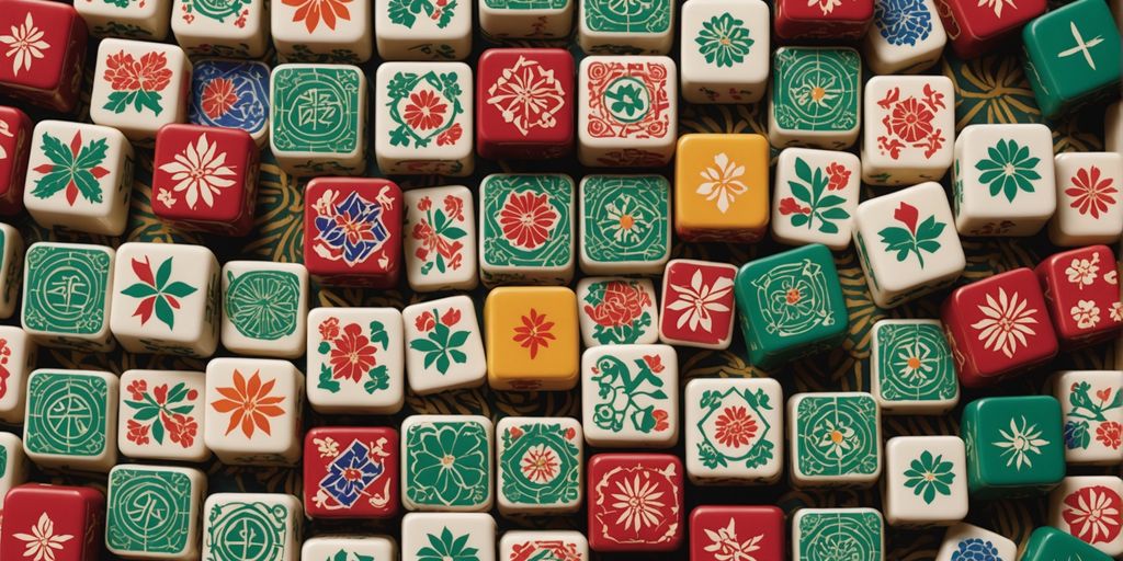 Colorful Mahjong tiles from various cultures