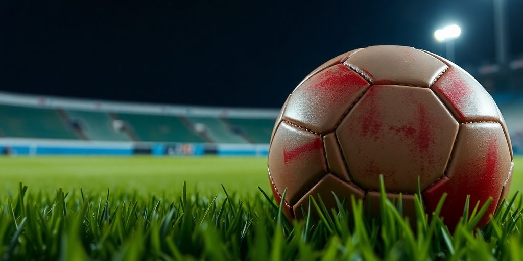 Soccer ball on green field.