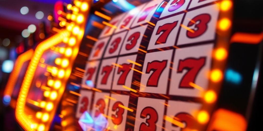 สล็อตแมชชีนหมุนพร้อมเอฟเฟกต์แสงสีทอง