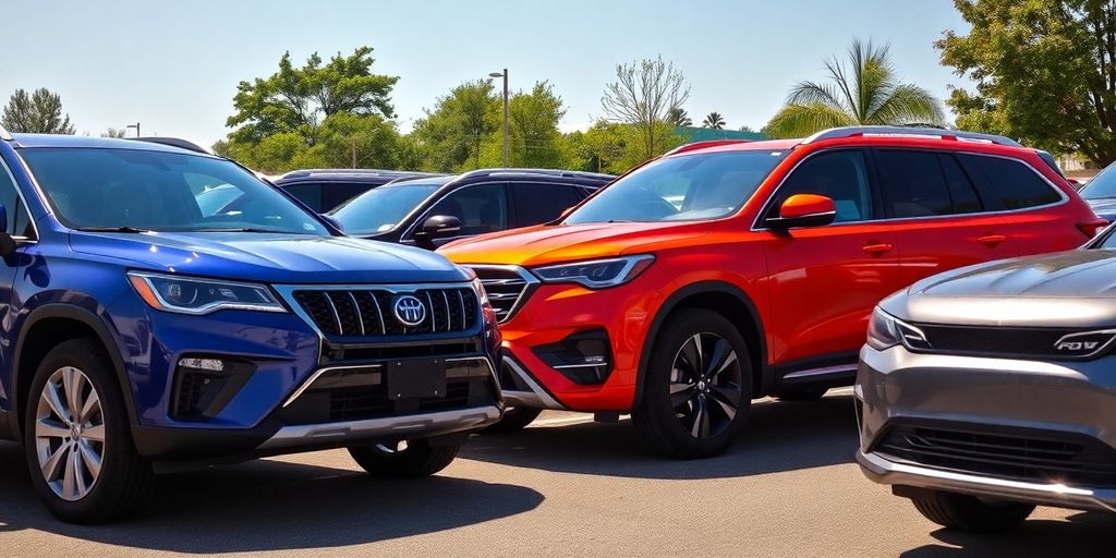 Diverse SUVs parked side-by-side.
